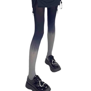 Sexy black to grey gradient velvet pantyhose for women in seamless minimalist style