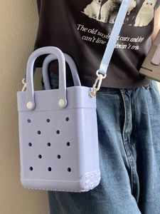 Women Handbag EVA Perforated Waterproof Beach Bag Crossbody Lightweight Shoulder Strap Candy Colors
