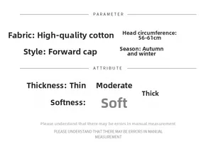 Detailed size specifications for a cotton vintage flat cap with 56-61cm head circumference