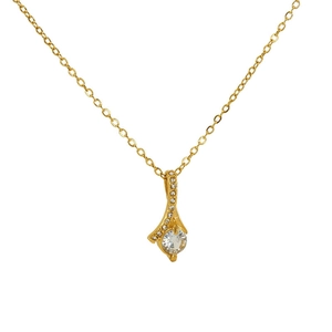 Elegant gold pendant necklace with a teardrop zircon stone and a minimalist fine chain