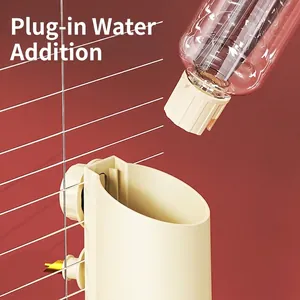 Universal hanging pet water bottle for hamsters and rabbits with easy plug-in refill system