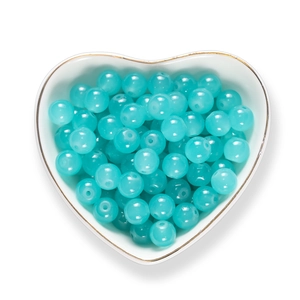 Perle di vetro azzurro 8mm semitrasparenti per gioielli fai da te in ciotola a cuore