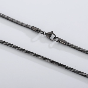 Sleek black square snake chain necklace in titanium steel with a secure lobster clasp