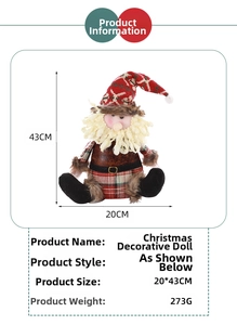 Dettaglio della bambola di Natale in maglia con dimensioni 43cm altezza e 20cm larghezza