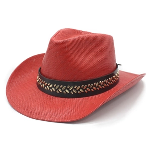 Western Cowboy Straw Hat Vintage Paper Weave Wide Curved Brim Sun Protection Ethnic Style Retro Fedora For Men Women