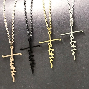 Faith Cross Pendant Necklace Stainless Steel Minimalist Religious Jewelry For Men And Women Inspirational Gift