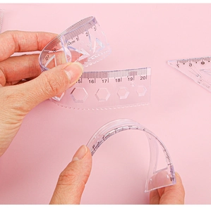 Close-up of flexible 20cm soft plastic ruler set showing durability and clear scales