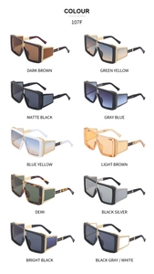 Collection of ten different colors for steampunk oversized square wrap sunglasses model 107F