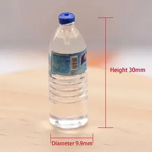 Detailed view of a 30mm miniature water bottle model with blue cap for DIY crafts