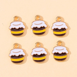 Detailset mit sechs kreativen Emaille-Bienen- und Honigglas-Anhängern für DIY-Schmuck