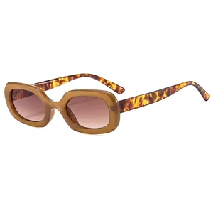 Retro oval sunglasses with yellow frames and tortoiseshell temples for fashion