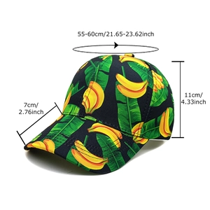 Banana print baseball cap for men and women with size specs 55-60cm head circumference