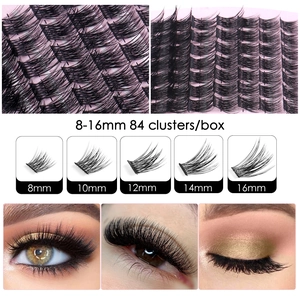 DIY cluster lash kit with 84 pieces in 8-16mm lengths for a natural voluminous look