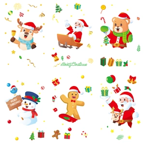 Weihnachtsaufkleber mit Weihnachtsmann, Rentier und Schneemann für festliche Fensterdeko