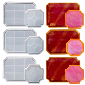 Silicone Tray Mold For DIY Resin Casting Chinese Retro Style Octagon Rectangular Storage Coaster Home Decor Crafting Tool