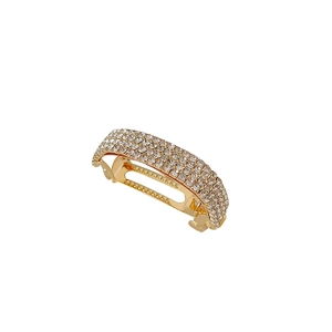 Sparkling rhinestone curved ponytail clip in gold finish for elegant hair styling