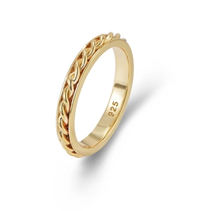 Elegant S925 sterling silver gold-plated twisted rope ring with 925 hallmark