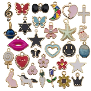 Enamel Charms Pendants Zinc Alloy Drip Oil Heart Star Butterfly Animal Shapes For DIY Jewelry Making Bracelet Necklace