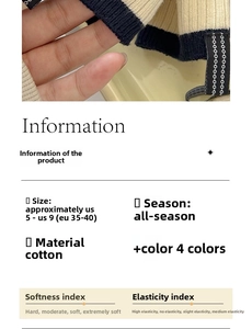 Close-up of cotton knit crew socks with size info and material specifications