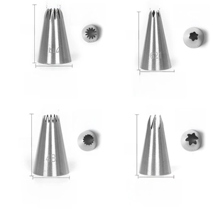 Comparison of 304 stainless steel piping tips showing detailed 6 and 12 tooth nozzle designs