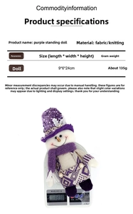 Detail view of purple sequin Christmas snowman figurine on scale weighing 135g