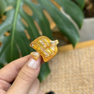 Mini acrylic yellow dolphin hair clip with rhinestones, Y2K style ocean series accessory