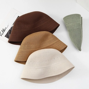 Atmungsaktiver Strick-Fischerhut für Damen in Braun, Beige und Grün für Sommer