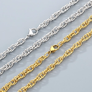 Minimalist Twisted Rope Chain Necklace And Bracelet Unisex Stainless Steel Jewelry For Men Women Punk Style