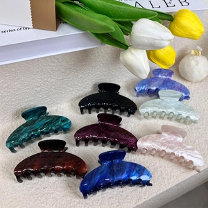 Vintage Large Hair Claw Clip Acrylic Acetate Marble Pattern Glitter Shimmer French Style Shark Clip For Women