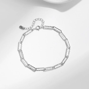 Minimalist S925 sterling silver paperclip chain bracelet with adjustable lobster clasp