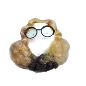 Spilla a forma di coniglio floccato con occhiali tondi e accessorio per capelli marrone oro