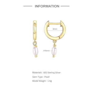 Detailed specifications of S925 sterling silver star and pearl hoop earrings with diamond accents