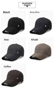 Casquette de baseball homme en noir bleu marine gris kaki et marron avec logo métal