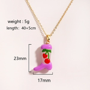 Detail showing dimensions and 5g weight of gold boot pendant with cherry pattern