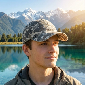 Classic camo baseball cap for men and women with a vintage washed finish for outdoor hiking
