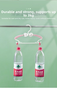Pink telescopic kids hanger showing 3kg load capacity with non-slip bow design