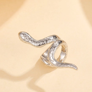 Minimalist S925 sterling silver snake ear cuff with textured scales and cool style