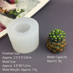 Macro detail of pineapple silicone mold with 3D resin fruit casting demonstration
