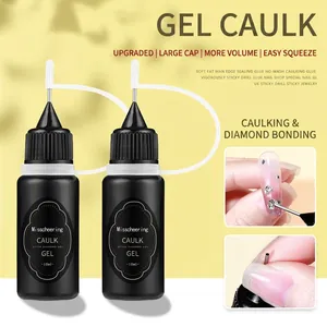 No-Wipe Nail Art Rhinestone Glue Precision Metal Needle Tip For Seam Sealing Decoration Bonding Fast Drying Clear Gel