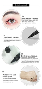 Détail du stylo eye-liner double tête avec tampon étoile et tests d'étanchéité