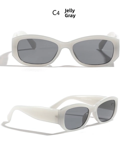 Macro detail of jelly gray square sunglasses frames with translucent finish and gray lenses