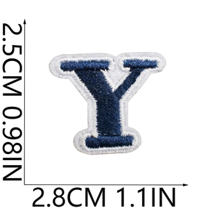 Navy blue embroidered letter Y patch with white border small size for DIY decor