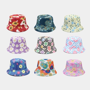 Chapeau Bob Réversible Fleuri Pour Femmes Coton Polyester Protection Solaire Été Extérieur Respirant Mode