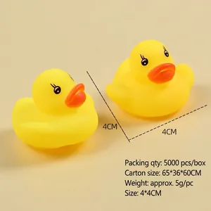 Classic yellow rubber duck bath toy for kids with 4cm mini size and soft squeaky material