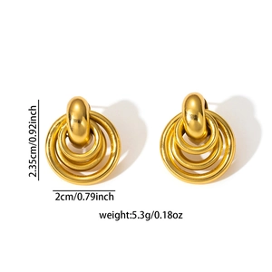 Elegante Creolen aus 18K vergoldetem Titanstahl mit ineinandergreifenden Ringen Design