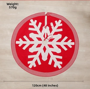 Dettaglio della gonna per albero di Natale in maglia rossa con fiocco, diametro 120cm