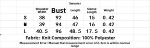 Guide des tailles détaillé et tableau des mesures pour l'ensemble veste et jupe en tricot