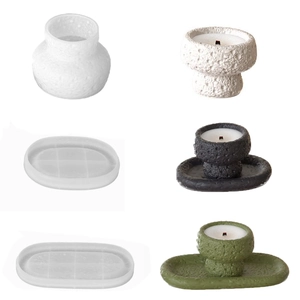 Rock Texture Silicone Molds For DIY Plaster Resin Oval Tray Candle Cup Storage Jar Handmade Home Decor Minimalist