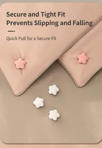Detail of pink plum flower quilt holder buckle with secure lock and leather texture