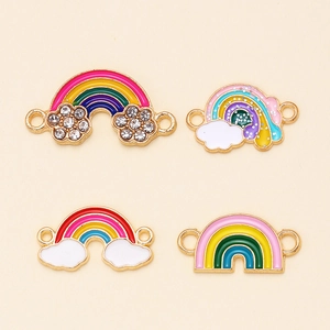 Pendentifs arc-en-ciel DIY en émail coloré et strass brillants pour bijoux artisanaux